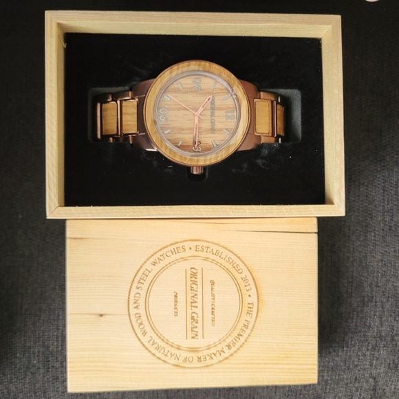 Original Grain Wood/Steel Watch - Picture 1 of 8